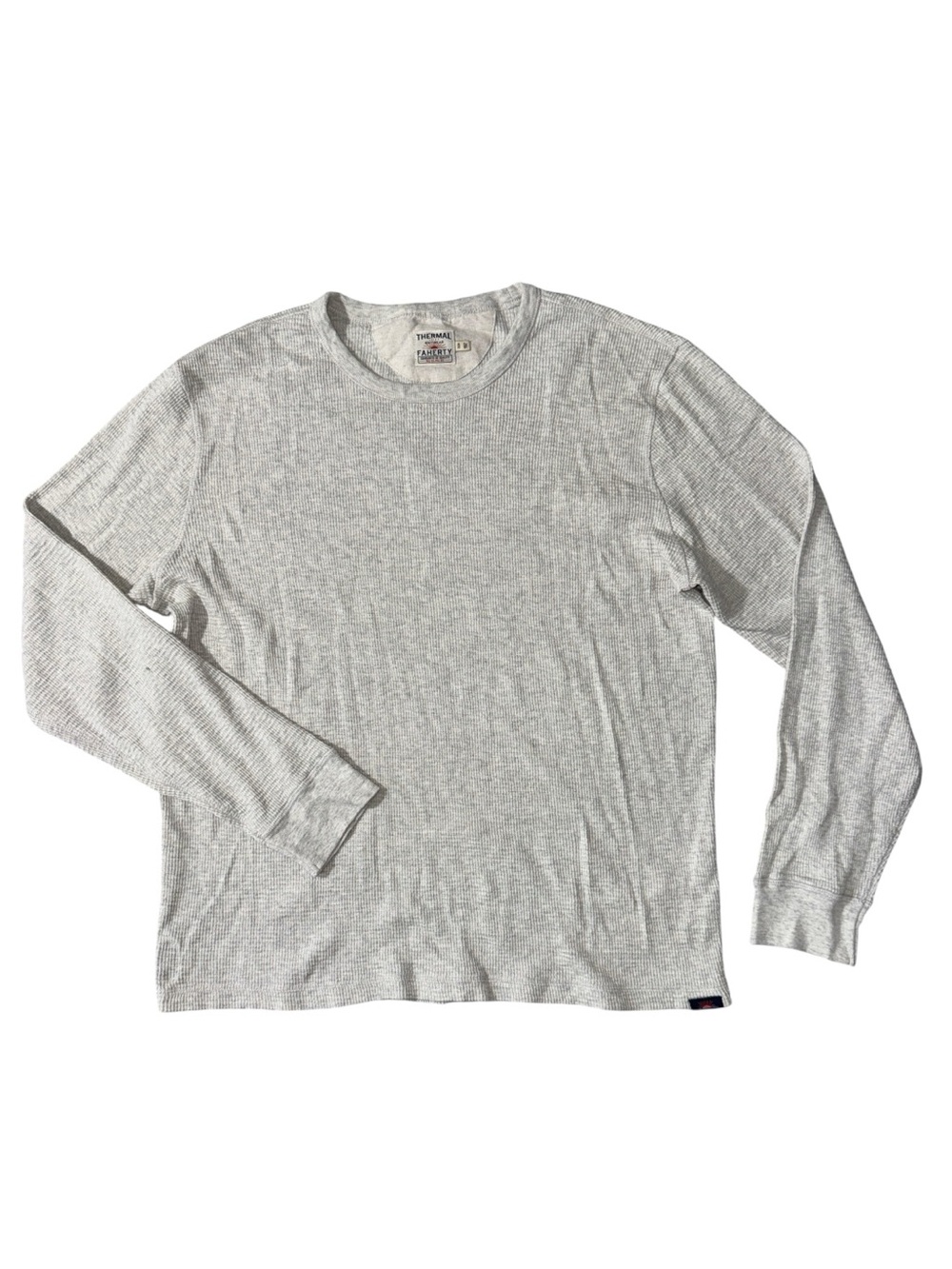 Faherty mens XL light grey waffle knit thermal long sleeve crewneck t-shirt EUC